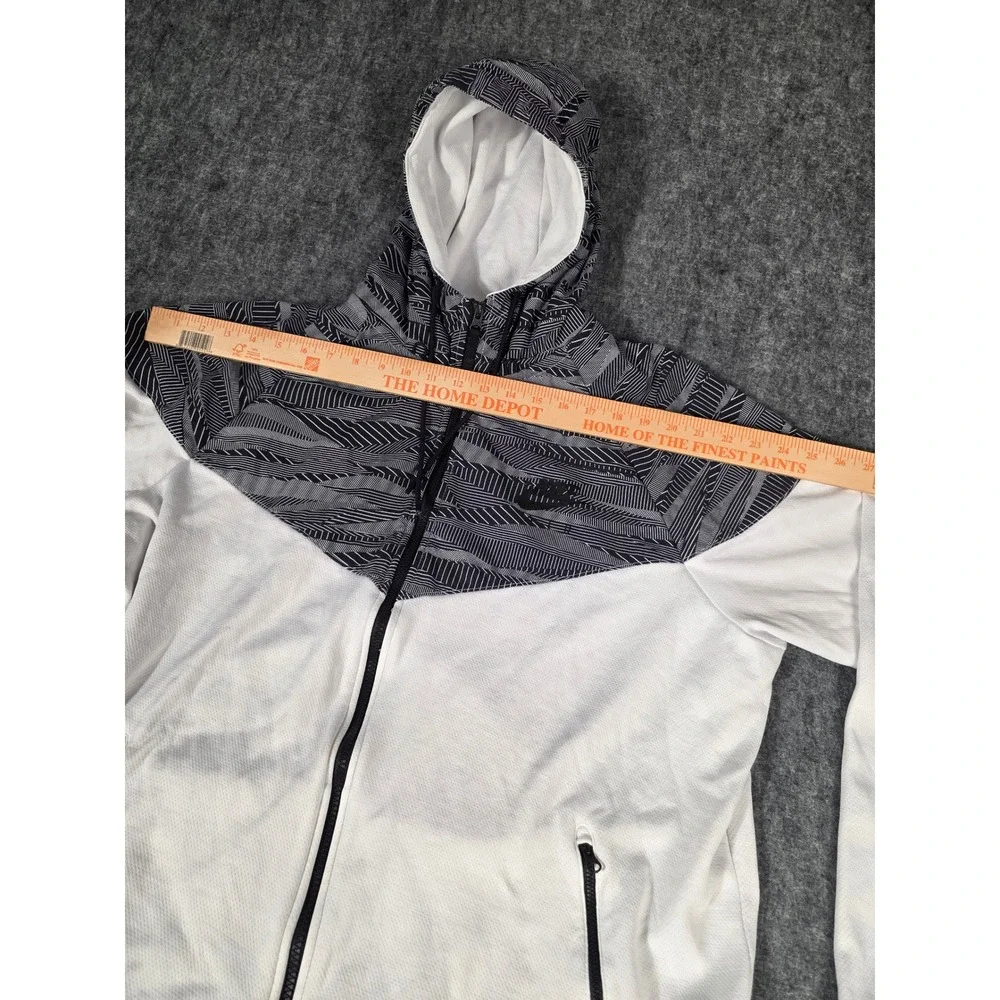 Nike Windrunner Full Zip Hoodie Men 2XL White Black Geometric Chevron 805138-100
